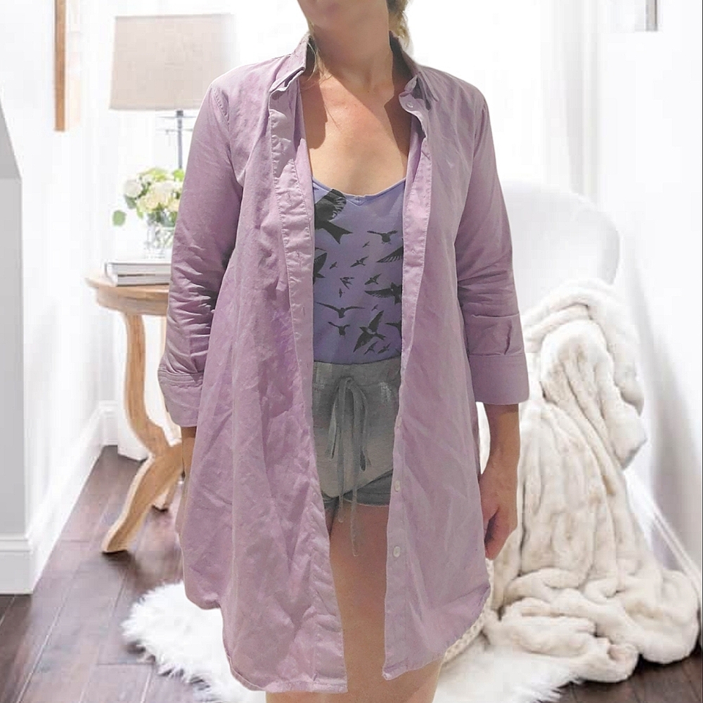 AMERICAN APPAREL New Belted Lilac Chamblay Shirt Dress - Picture 12 of 12